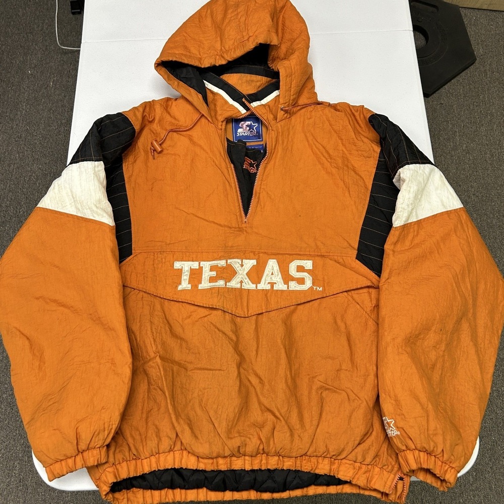 Starter puffer Jacket Mens XL Orange Texas Longhorns Vintage 90s Anorak